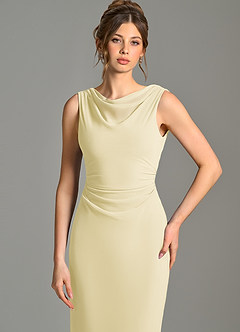 Azazie Kieryn Bridesmaid Dresses Lemon Sorbet Mermaid Pleated Chiffon Dress image6