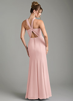 Azazie Rue Bridesmaid Dresses Powder Pink A-Line Halter Chiffon Dress image2