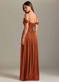 Azazie Calianna Bridesmaid Dresses Cinnamon A-Line Off the Shoulder Stretch Satin Convertible Dress image10