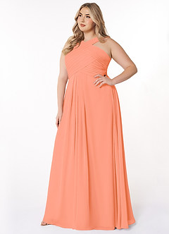 Azazie Kaleigh Bridesmaid Dresses Sunset A-Line Pleated Chiffon Dress image9