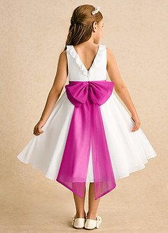 Azazie Dani Abiti da Ragazza di Fiori Abito A-Line in Chiffon Fiocco Avorio Fucsia image2