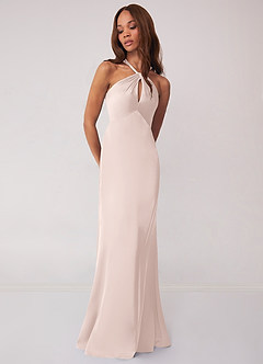 Barbie ♥ Azazie Bridesmaid Dresses Blushing Pink Sheath Stretch Satin Dress image4