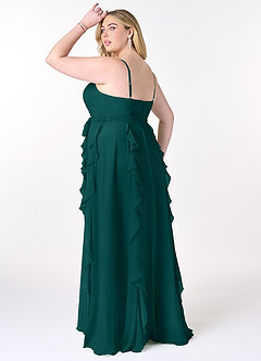 Azazie Peyton Brautjungfernkleider A-Linie Gestreift Chiffon Kleid Pfau image10