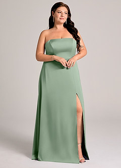 Azazie Wren Bridesmaid Dresses Matcha A-Line Strapless Stretch Satin Convertible Dress image10