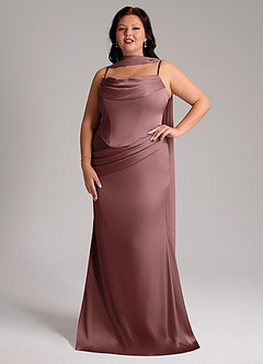 Azazie Sorrel Bridesmaid Dresses Vintage Mauve Mermaid Strapless Stretch Satin Convertible Dress image7