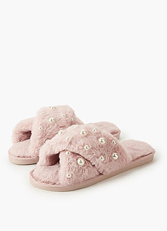 front Parel Fuzzy Pantoffels