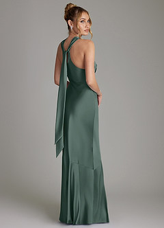 Azazie Reign Bridesmaid Dresses Sea Moss Mermaid Pleated Stretch Satin Dress image7