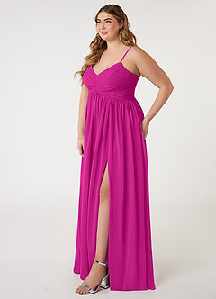 Azazie Alia Brautjungfernkleider A-Linie Plissee Chiffon Kleid Fuchsia image8