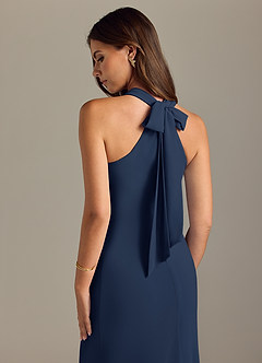 Azazie Doretta Bridesmaid Dresses Dark Navy Mermaid Pleated Chiffon Dress image2
