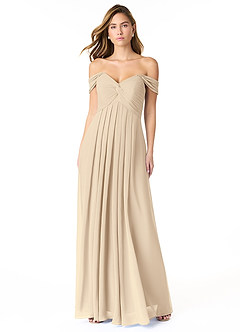 Azazie Kaitlynn Brautjungfernkleider Wandelbar Empire Gerafft Chiffon Kleid Champagner image2