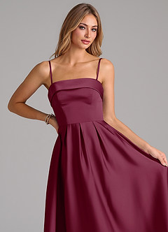 Azazie Lucienne Bridesmaid Dresses Mulberry A-Line Strapless Stretch Satin Convertible Dress image2