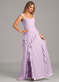 Azazie Sloane Brautjungfernkleider A-Linie Herzausschnitt Chiffon Kleid Frostiges Flieder image3