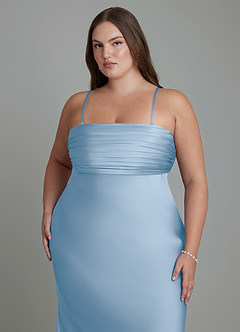 Azazie Saylor Brautjungfernkleider Meerjungfrau-Linie Schulterfrei Stretch-Satin Kleid Puderblau image17