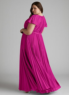 Azazie Kara Modest Bridesmaid Dresses A-Line Pleated Chiffon Floor-Length Dress image2