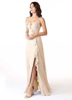 Azazie Tarni Bridesmaid Dresses White Alabaster A-Line Chiffon Dress image3