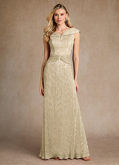 Azazie Warren At-home Try On Dresses Aquamarine A-Line Pleated Metallic Mesh Dress image2