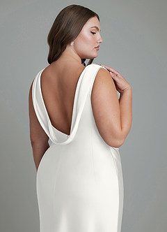 Azazie Kieryn Bridesmaid Dresses White Mermaid Pleated Stretch Satin Dress image14