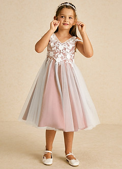 Azazie Sunnie Flower Girl Dresses MAI TAI A-Line Lace Tulle Dress image2
