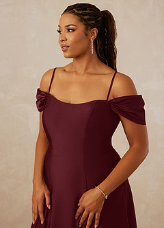 Christian Siriano Bridal for Azazie 1002 Bridesmaid Dresses Cabernet A-Line Off the Shoulder Stretch Satin Convertible Dress image9