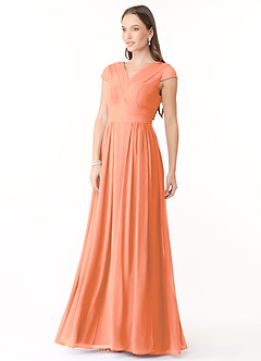 Azazie Organa Brautjungfernkleider A-Linie Plissee Chiffon Kleid Sonnenuntergang image3