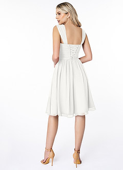 Azazie Angie Bridesmaid Dresses White A-Line Corset Chiffon Dress image2