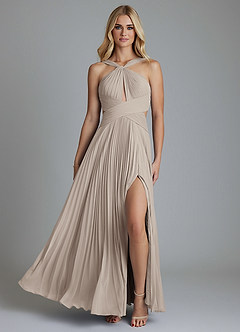 Azazie Hosanna Bridesmaid Dresses Frost A-Line Pleated Chiffon Dress image6