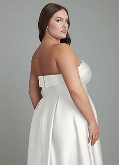 Azazie Lucienne Bridesmaid Dresses White A-Line Strapless Stretch Satin Convertible Dress image10