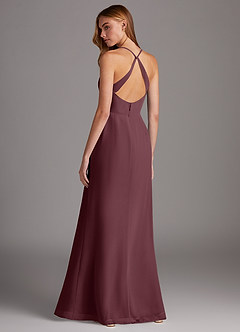 Azazie Manila Bridesmaid Dresses Sangria Sheath V-Neck Chiffon Dress image2