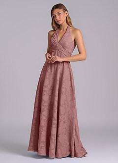 Azazie Tessie Robes de demoiselle d'honneur Robe Trapèze en Blumen-Burnout Plissée Rose Poussiéreuse image4