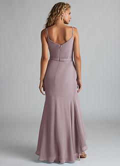 Azazie Summer Bridesmaid Dresses Dusk Mermaid Scoop Cowl Chiffon Dress image2
