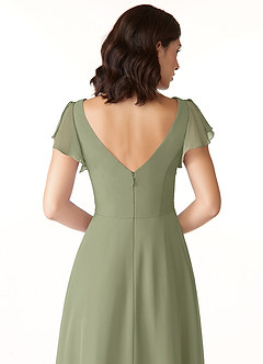 Azazie Omari Robes de demoiselle d'honneur Robe Trapèze en Mousseline de soie Pistache image6