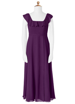 Azazie Jinny Junior Grape A-Line Ruched Chiffon Dress image4