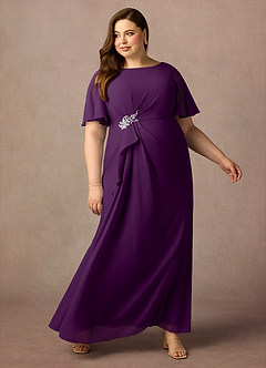 Azazie Rain Mother of the Bride Dresses Grape Sheath Beaded Chiffon Dress image10