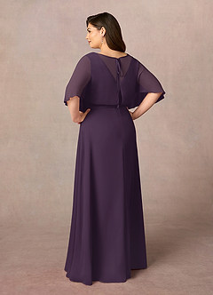 Azazie Oksana Mother of the Bride Dresses Plum A-Line V-Neck Pleated Chiffon Dress image9