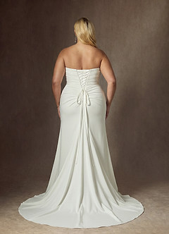 Azazie Elyse Wedding Dresses Diamond White Mermaid Strapless Crepe Back Satin Dress image8