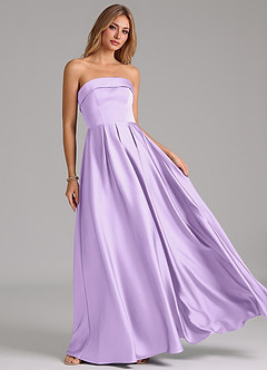Azazie Lucienne Bridesmaid Dresses Lilac A-Line Strapless Stretch Satin Convertible Dress image8