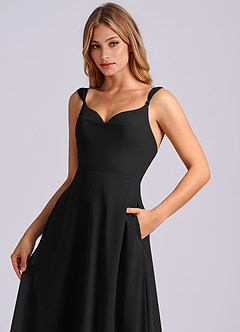 Azazie Beatrice Bridesmaid Dresses Black A-Line Sweetheart Neckline Chiffon Dress image6