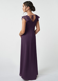 Azazie Claudine Junior Robe Trapèze en Mousseline de soie Plissée Prune image4