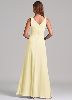 Azazie Nerine Bridesmaid Dresses Lemon Sorbet A-Line Pleated Chiffon Dress image5