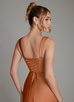 Azazie Agustina Robes de demoiselle d'honneur Robe Sirène en Satin extensible Corset Cuivre image6