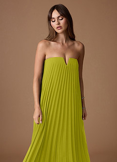Nahla Lemon Green Allover Pleated Maxi Dress image8