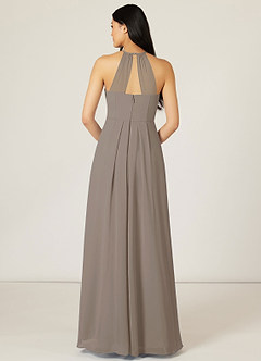 Azazie Sarah Bridesmaid Dresses Taupe Empire Pleated Chiffon Dress image2