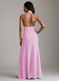Azazie Lorena Bridesmaid Dresses Candy Pink Mermaid Pleated Chiffon Dress image2