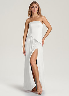 Azazie Tierney Bridesmaid Dresses White A-Line Strapless Chiffon Convertible Dress image6