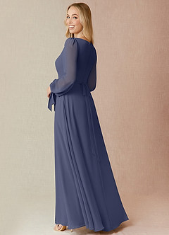 Azazie Leonia Bridesmaid Dresses Stormy A-Line Long Sleeve Chiffon Dress image2