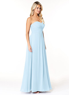 Azazie Yazmin Robes de demoiselle d'honneur Robe Trapèze Convertible en Mousseline de soie Encolure en Forme de Cœur Bleu Ciel image5
