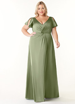 Azazie Soren Kleider zum Anprobieren zu Hause A-Linie Plissee Stretch-Satin Kleid Rotbraun image8