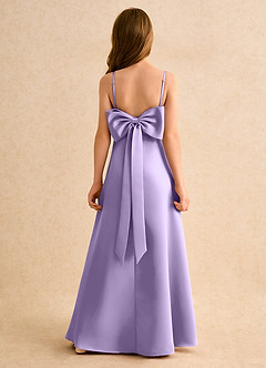 Azazie Joella Girls Formal Flower Girl Dresses Lilac A-Line Pleated Matte Satin Dress image1