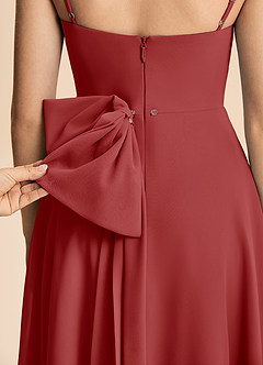 Azazie Bear Junior Rust A-Line Pleated Chiffon Dress image8