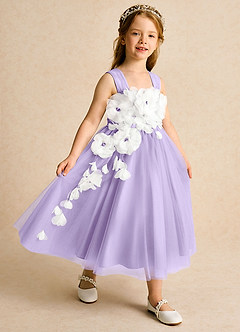 Azazie Dovey Abiti da Ragazza di Fiori Abito Principessa in Tulle Fiocco Lilla image6